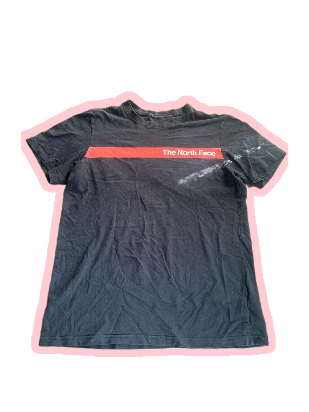 The North Face Black T-Shirt with Red Chest Stripe